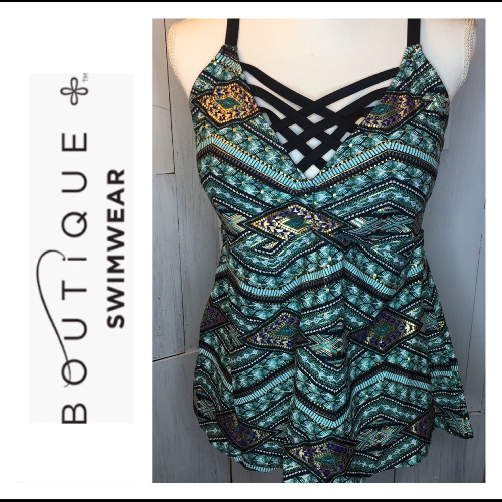 NEW Boutique + Tribal Aztec Tankini - Size 1X